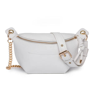 Women's PU Leather Waist Sling Bag with Chain Strap