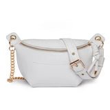 Women's PU Leather Waist Sling Bag with Chain Strap