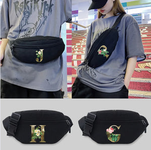 Women's Waist Bag Packs Phone Purses Chest Messenger Bags Golden Flower