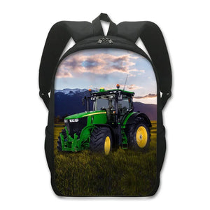 Farm Tractor Print Backpack Boys Girls School Bag Laptop Backpacks
