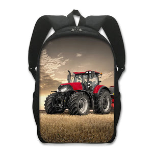 Farm Tractor Print Backpack Boys Girls School Bag Laptop Backpacks