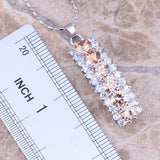 Champagne Morganite CZ Silver Jewelry Set Size 6-10 S0152