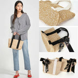 Fashiion Women's Round Rattan Straw Bag Summer Handbag Beach Casual Tote