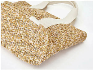 Fashiion Women's Round Rattan Straw Bag Summer Handbag Beach Casual Tote