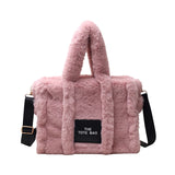 Faux Fur Tote Handbag for Women Shoulder Bag Plush Messenger Crossbody Purse