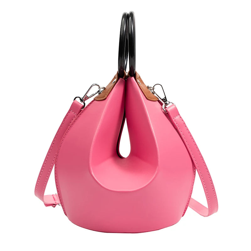 Round Handle Crossbody Bag for Women, Fashin Totes Handbag with Shoulder Strap