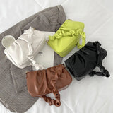 Pleated Cloud Bag For Women PU Leather Underarm Bag