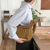 Ruched Shoulder Bag Soft PU Leather Crossbody Messenger Tote Purses