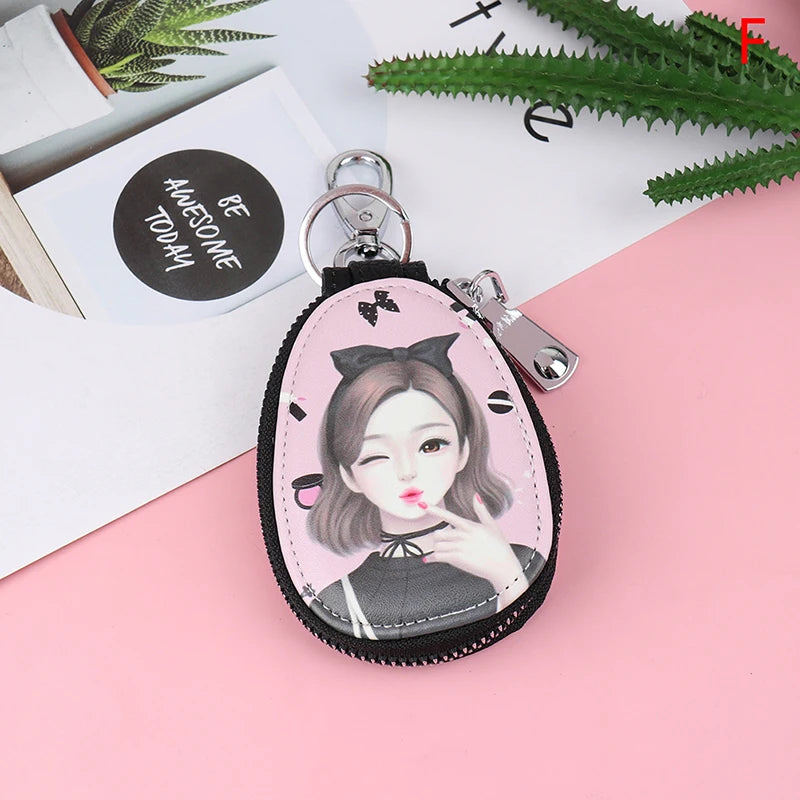 Cartoon Women Key Bag Leather Wallets Key Case Car Key Chains Cover
