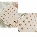 2 Layers Jewelry Case Zipper PU Leather Storage Box Earring Necklace