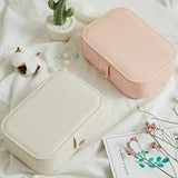 2 Layers Jewelry Case Zipper PU Leather Storage Box Earring Necklace