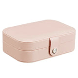 2 Layers Jewelry Case Zipper PU Leather Storage Box Earring Necklace