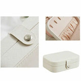 2 Layers Jewelry Case Zipper PU Leather Storage Box Earring Necklace