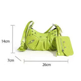 2 Pcs Rivets Crossbody Bags Women Half Moon PU Leather Shoulder Bag
