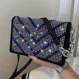 Striped Shoulder Handbags Female Cross Body Bag Small PU Leather Crossbody Bags