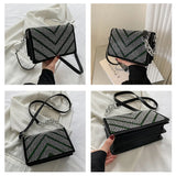 Striped Shoulder Handbags Female Cross Body Bag Small PU Leather Crossbody Bags