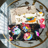 Butterfly Embroidery Shoulder Bag Sequin Glitter Leather Clutch