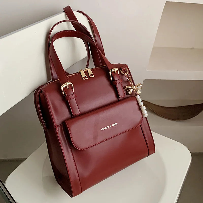 Women's Soft Leather Backpack Large Capacity Travel School Bag