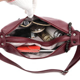 Soft Washed Pu Leather Women Messenger Bag Crossbody Shoulder Handbags