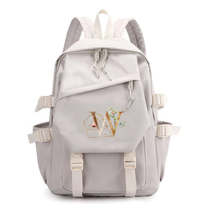 Beige Large Capacity Laptop Backpack for Girls School Student