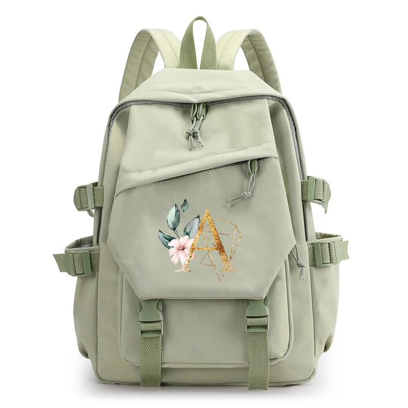 Green Laptop Backpack for Girls School Student Bag Large Capacity