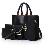 3PCS Women's Bag Set PU Leather Solid Handbag Ladies Messenger Bag