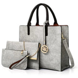 3PCS Women's Bag Set PU Leather Handbag Messenger Bag Shoulder Wallet Bags