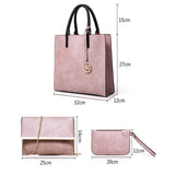 3PCS Women's Bag Set PU Leather Handbag Messenger Bag Shoulder Wallet Bags