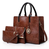 3PCS Women's Bag Set PU Leather Handbag Messenger Bag Shoulder Wallet Bags