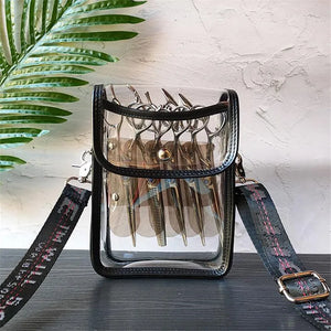 5 Pockets Transparent Hair Scissors Bag Hairdressing Holder