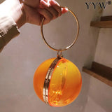 Transparent Acrylic Round Ball Shoulder Bag Chain Evening Clutch