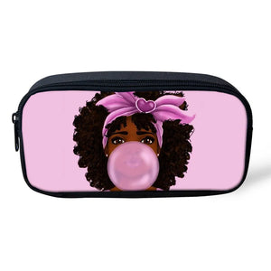 African American Girls Pattern 3pcs/Set Student Schoolbag Women Backpack
