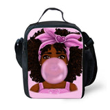 African American Girls Pattern 3pcs/Set Student Schoolbag Women Backpack