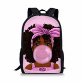 African American Girls Pattern 3pcs/Set Student Schoolbag Women Backpack