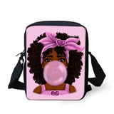 African American Girls Pattern 3pcs/Set Student Schoolbag Women Backpack