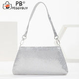 Aluminium Rhinestones Pattern Evening Clutch Bag Zipper Women Handbags