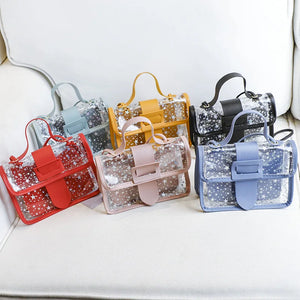 Small Square Bag Casual Messenger Bag Female Handbag Crossbody Hollow Star Trans