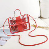 Small Square Bag Casual Messenger Bag Female Handbag Crossbody Hollow Star Trans