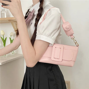 Small Shoulder Bag Square Crossbody Bags PU Leather Handbag with Purse