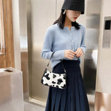 Cow Print Totes Retro PU Leather Travel Shoulder Handbag