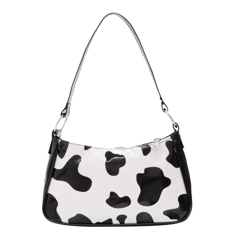 Cow Print Totes Retro PU Leather Travel Shoulder Handbag