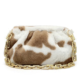 Retro Animal Pattern Shoulder Bag Totes for Women Plush Street Chain Handbags