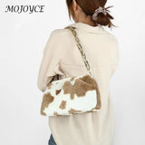 Retro Animal Pattern Shoulder Bag Totes for Women Plush Street Chain Handbags