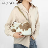 Retro Animal Pattern Shoulder Bag Totes for Women Plush Street Chain Handbags