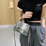 Animal Snake Printed Crossbody Handbag Totes Women Casual PU Leather