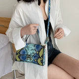 Animal Snake Printed Crossbody Handbag Totes Women Casual PU Leather