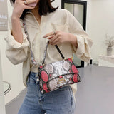 Animal Snake Printed Crossbody Handbag Totes Women Casual PU Leather