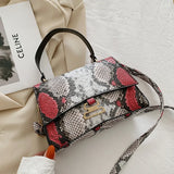 Animal Snake Printed Crossbody Handbag Totes Women Casual PU Leather