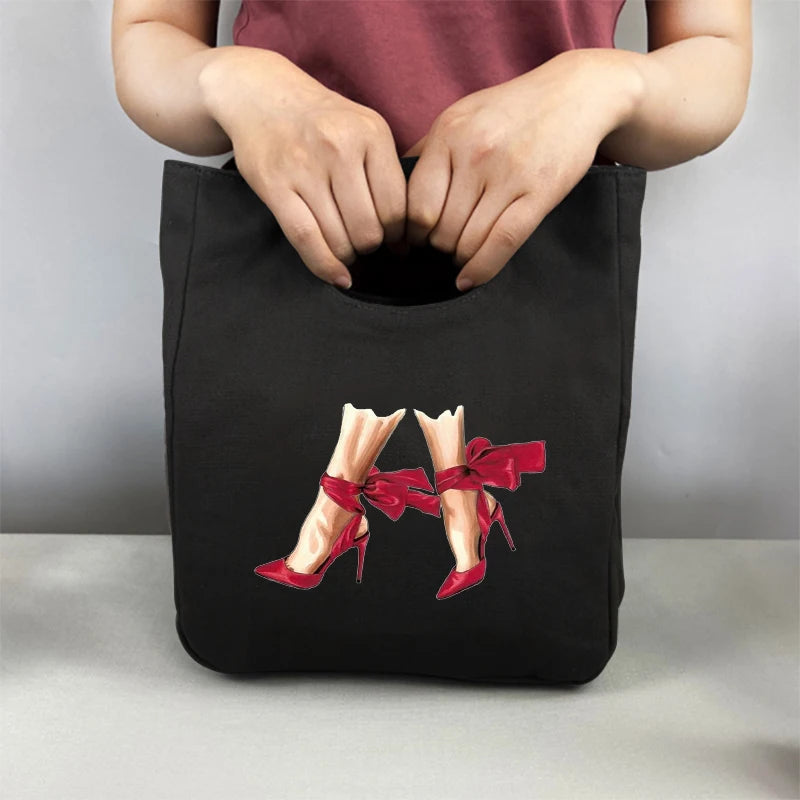 Anime Girl Lunch Pouch Canvas Thermal Box Insulated Picnic Bag