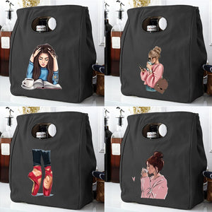 Anime Girl Lunch Pouch Canvas Thermal Box Insulated Picnic Bag